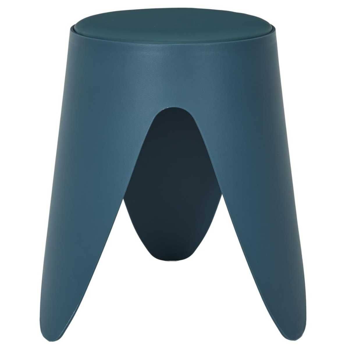 Tabouret Bleu Canard Tulipe en Polypropylène Empilable Ø46 cm - QARIS - Image 6