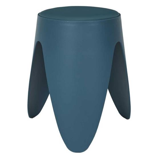 Tabouret Bleu Canard Tulipe en Polypropylène Empilable Ø46 cm - QARIS - Image 1