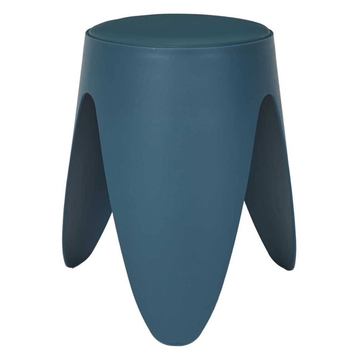 Tabouret Bleu Canard Tulipe en Polypropylène Empilable Ø46 cm - QARIS - Image 1