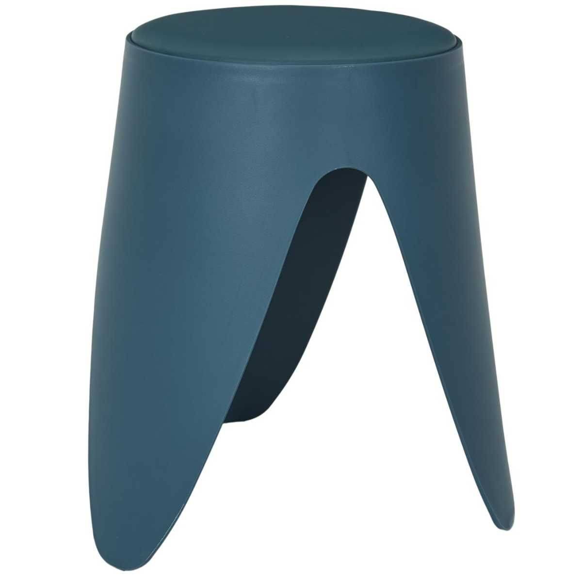 Tabouret Bleu Canard Tulipe en Polypropylène Empilable Ø46 cm - QARIS - Image 3