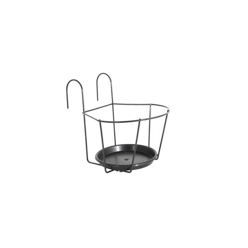 Artevasi Porte-pot Pour Balcon Avec Soucoupe - 25 X 25 Cm - Gris Anthracite