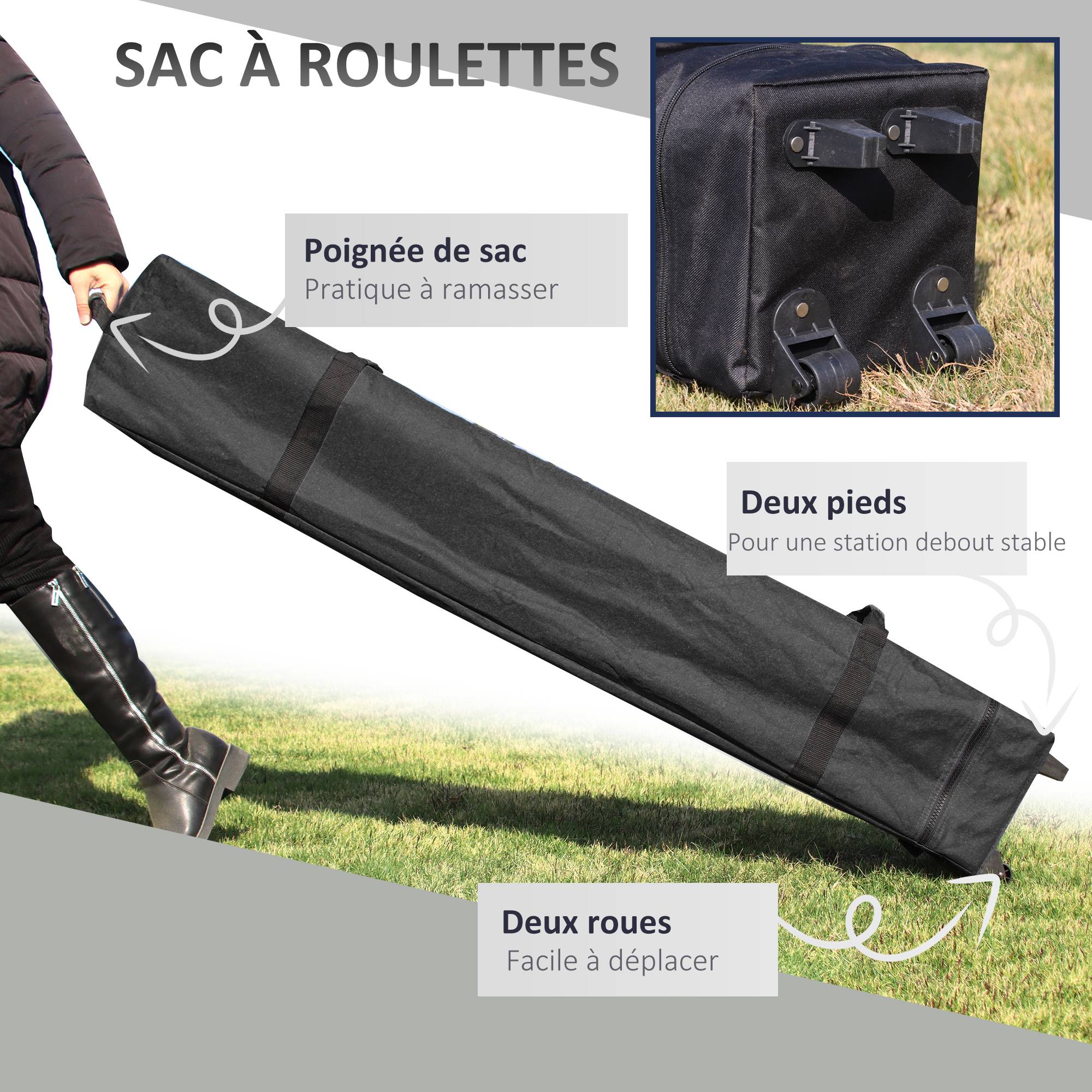 Tonnelle 2,5 x 2,5 m barnum de jardin Pop-up pliant hauteur réglable Oxford anti UV50+ châssis acier sac de transport - Image 6