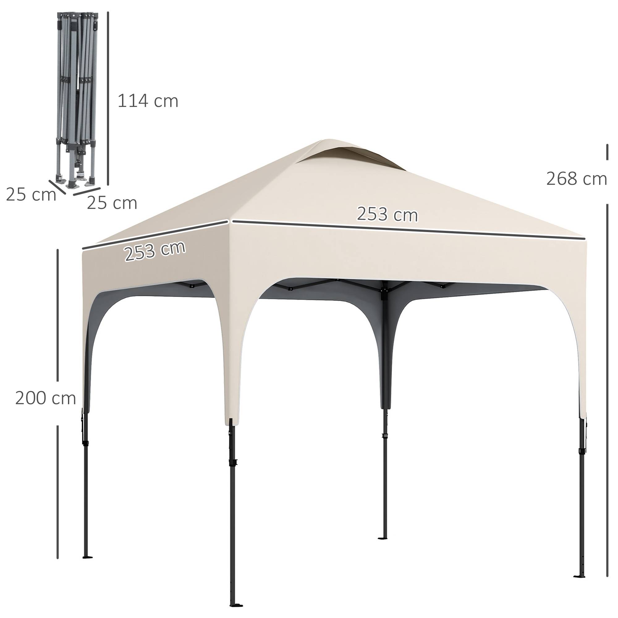 Tonnelle 2,5 x 2,5 m barnum de jardin Pop-up pliant hauteur réglable Oxford anti UV50+ châssis acier sac de transport - Image 5