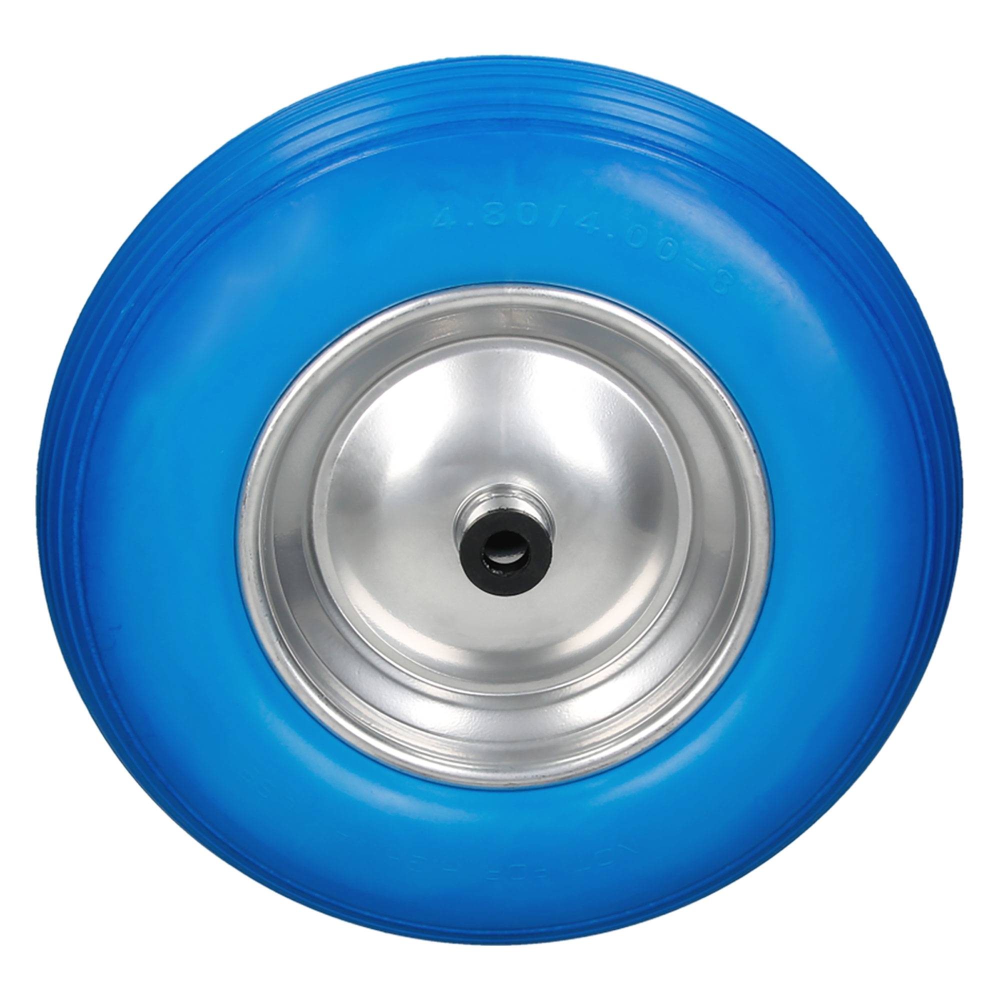 Ecd-Germany - 2 x 15" Roue brouette gomme plein PU bleu 4.80 / 4.00-8 Ø 390 mm axe inclus - Imagen 3