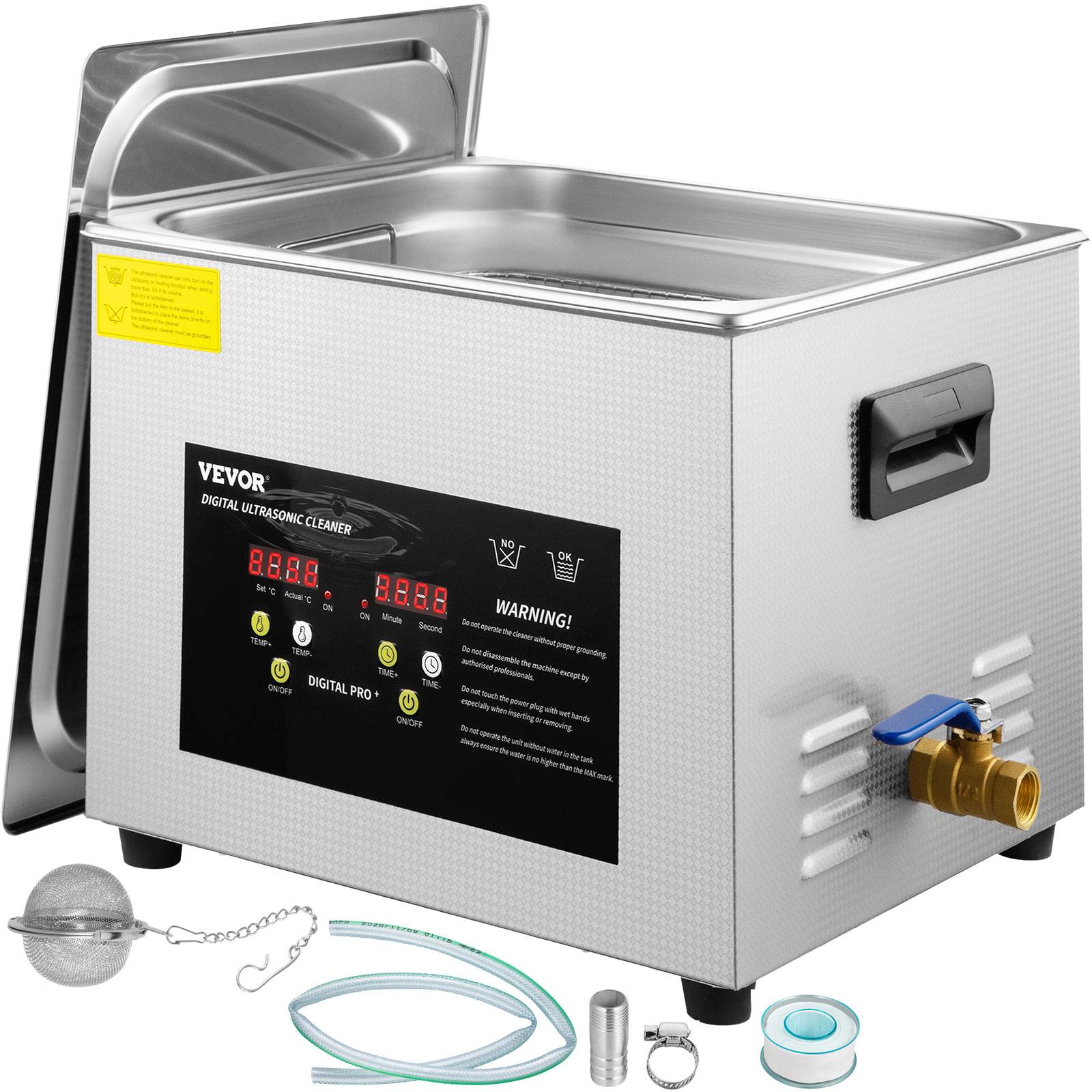 Vevor - VEVOR Nettoyeur à Ultrasons Numérique 15 L avec Chauffage Minuterie 600 W 40 kHz - Image 1