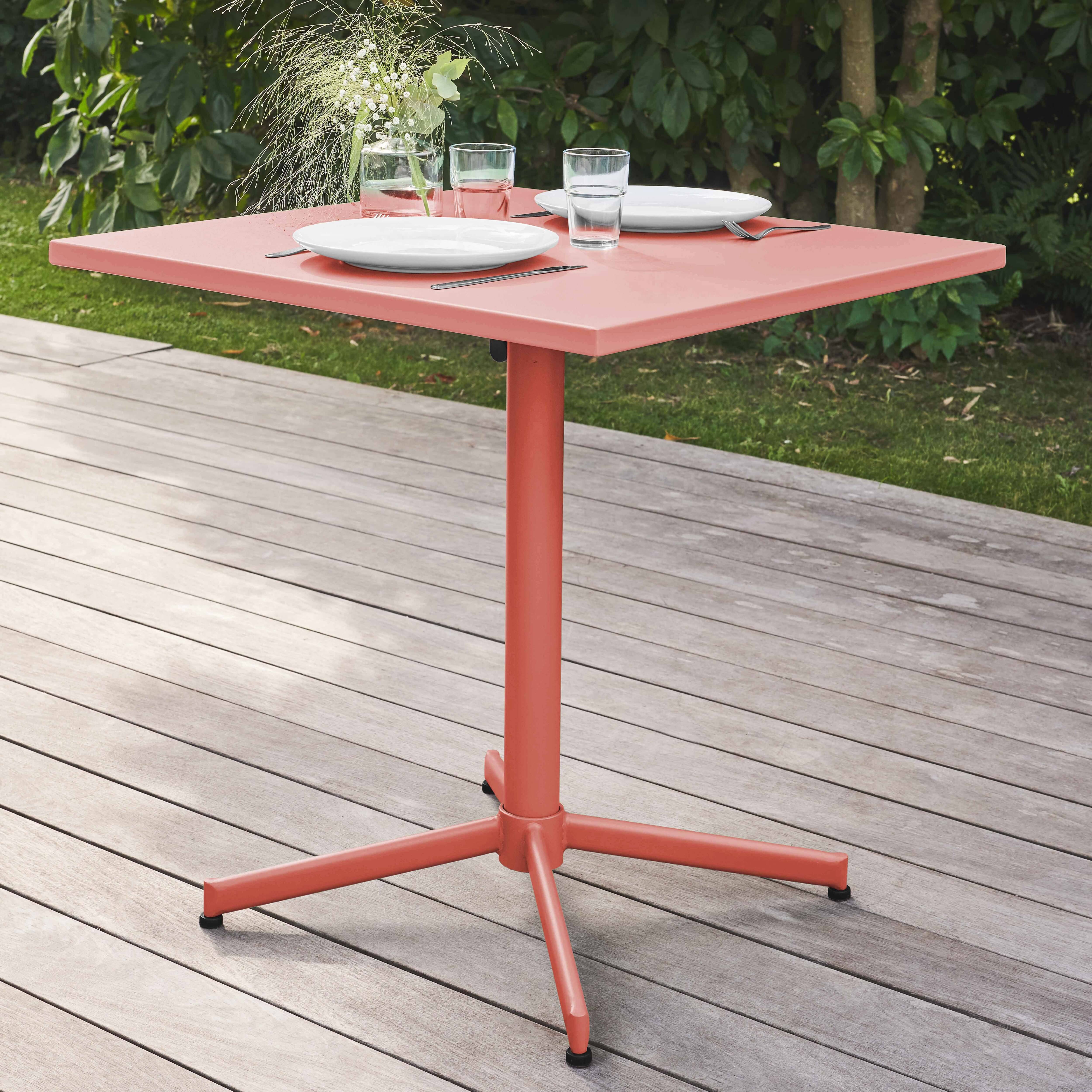 Oviala - Ensemble table de jardin carrée et 2 fauteuils métal argile Palavas - Oviala - Imagen 4