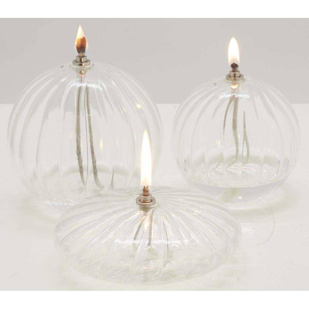 Bazardeluxe - Ensemble lampe à huile en verre strié Sphere avec huile de paraffine offerte - Imagen 3