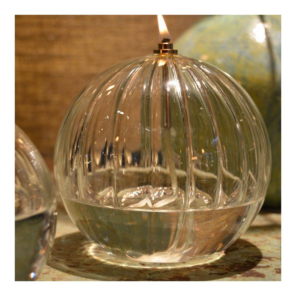 Bazardeluxe - Ensemble lampe à huile en verre strié Sphere avec huile de paraffine offerte - Imagen 2