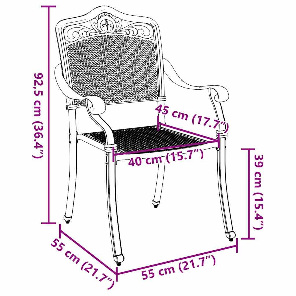 Chaise de jardin aluminium noir 55 x 55 x 92,5 cm - PANGIVO - Image 8