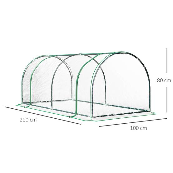 Mini serre châssis de culture en acier et PVC pour potager 200x100x80 cm Transparent - ComfortXL Outdoor Living - Image 5