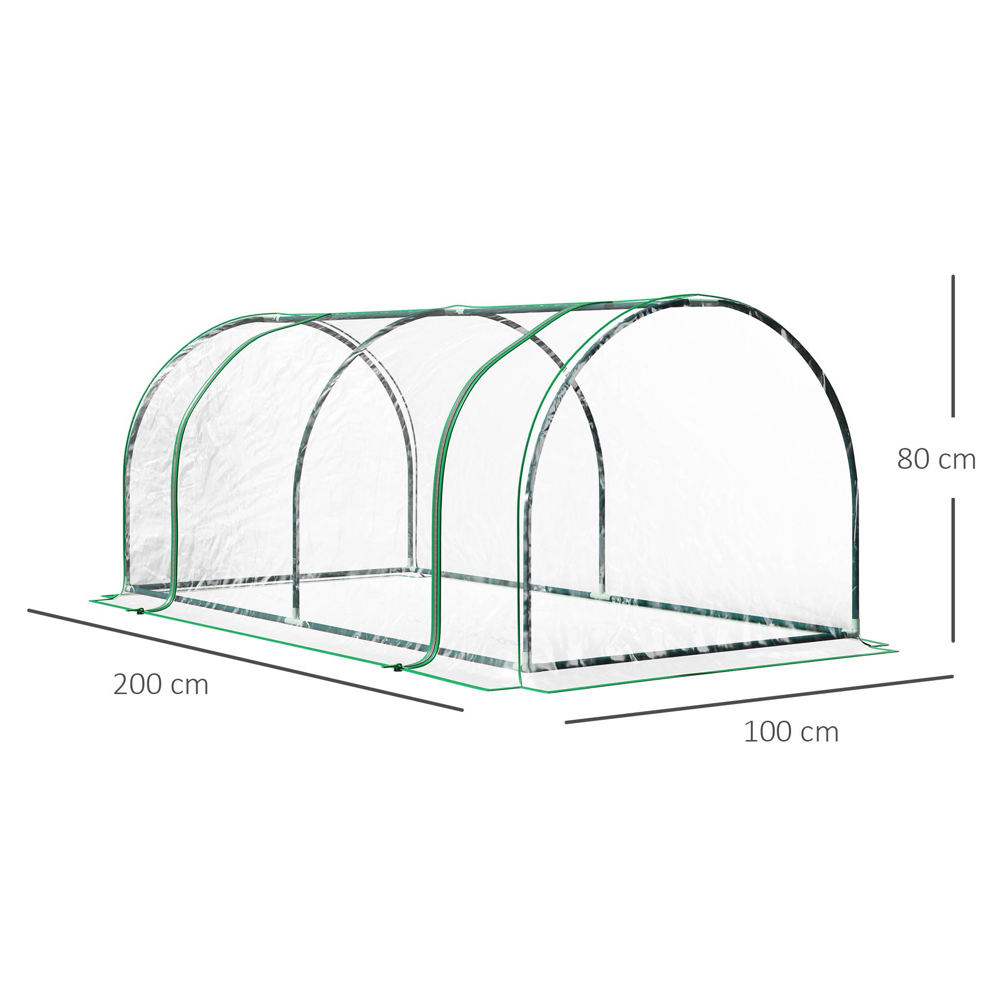 Mini serre châssis de culture en acier et PVC pour potager 200x100x80 cm Transparent - ComfortXL Outdoor Living - Image 5