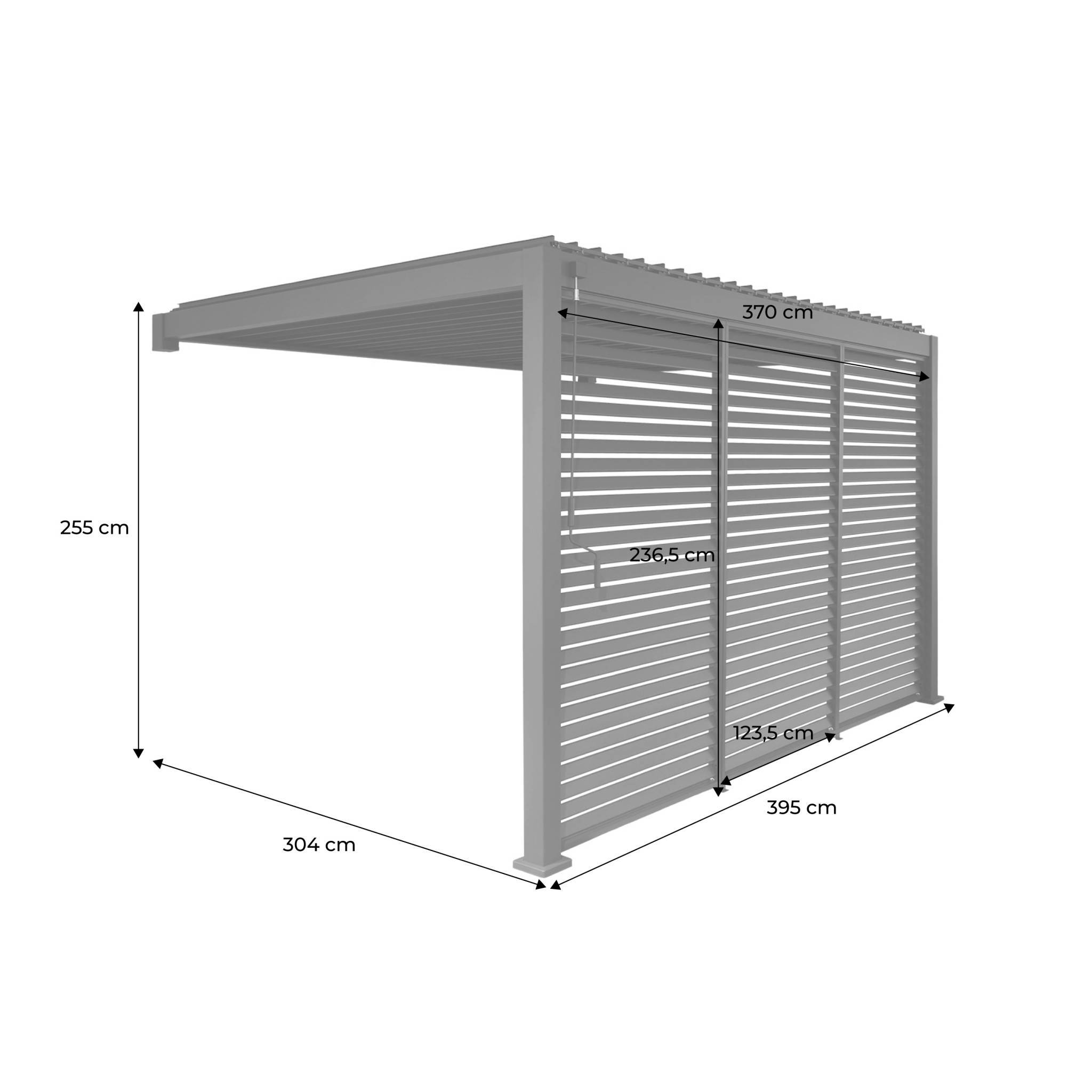 sweeek - Pergola bioclimatique aluminium adossée 4x3m + 3 persiennes 130cm anthracite Triomphe | sweeek - Image 5