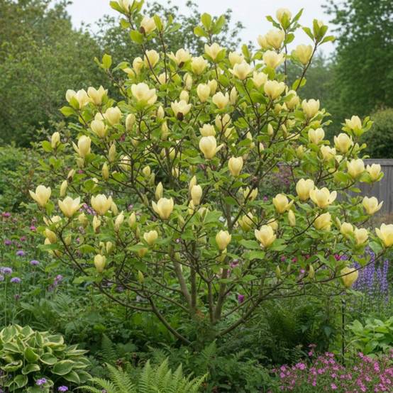 Magnolia Yellow Bird à fleurs Jaune - feuillage Caduc - Pot de 5L - Touffe- hauteur à maturité De 3,00 m à 5,00 m - Image 4
