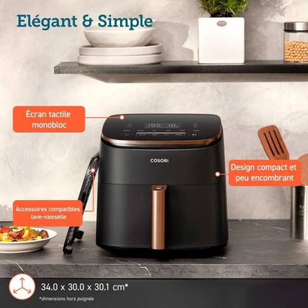 Friteuse Electrique  sans huile COSORI - Turbo Blaze Chef Edition - Capacité 6L - 6 programmes - 1725W - Noir - Image 4
