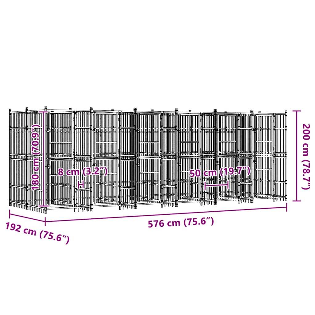 Vidaxl - Chenil d'extérieur pour chiens Acier 11,06 m² vidaXL 3097941 - Imagen 2