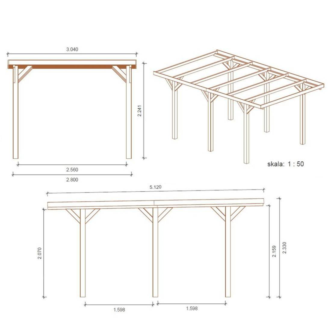 Altanka - Carport, abri de voiture 3.04x5.12 m - 15.56 m2 - CAR10 - ALTANKA - Image 3