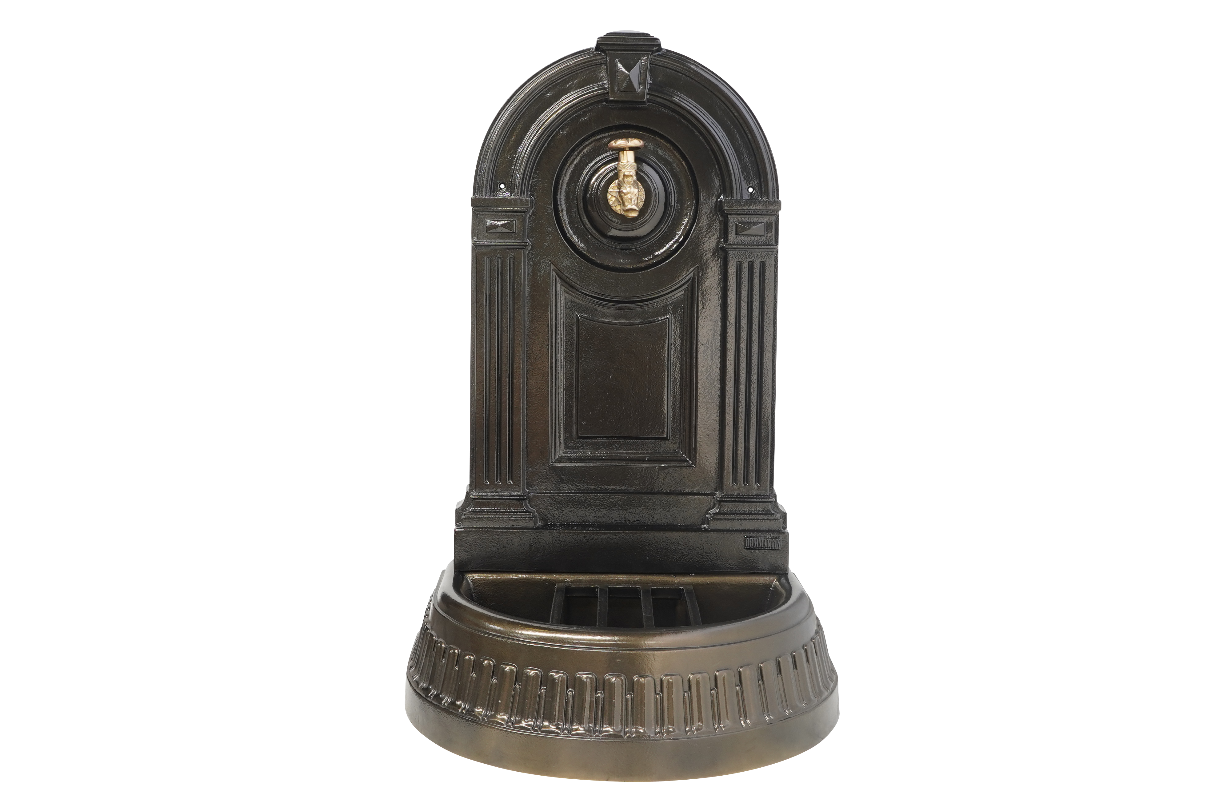 Fontaine empire vieux bronze avec robinet colvert Dommartin H. 98cm X L. 45cm - Imagen 1