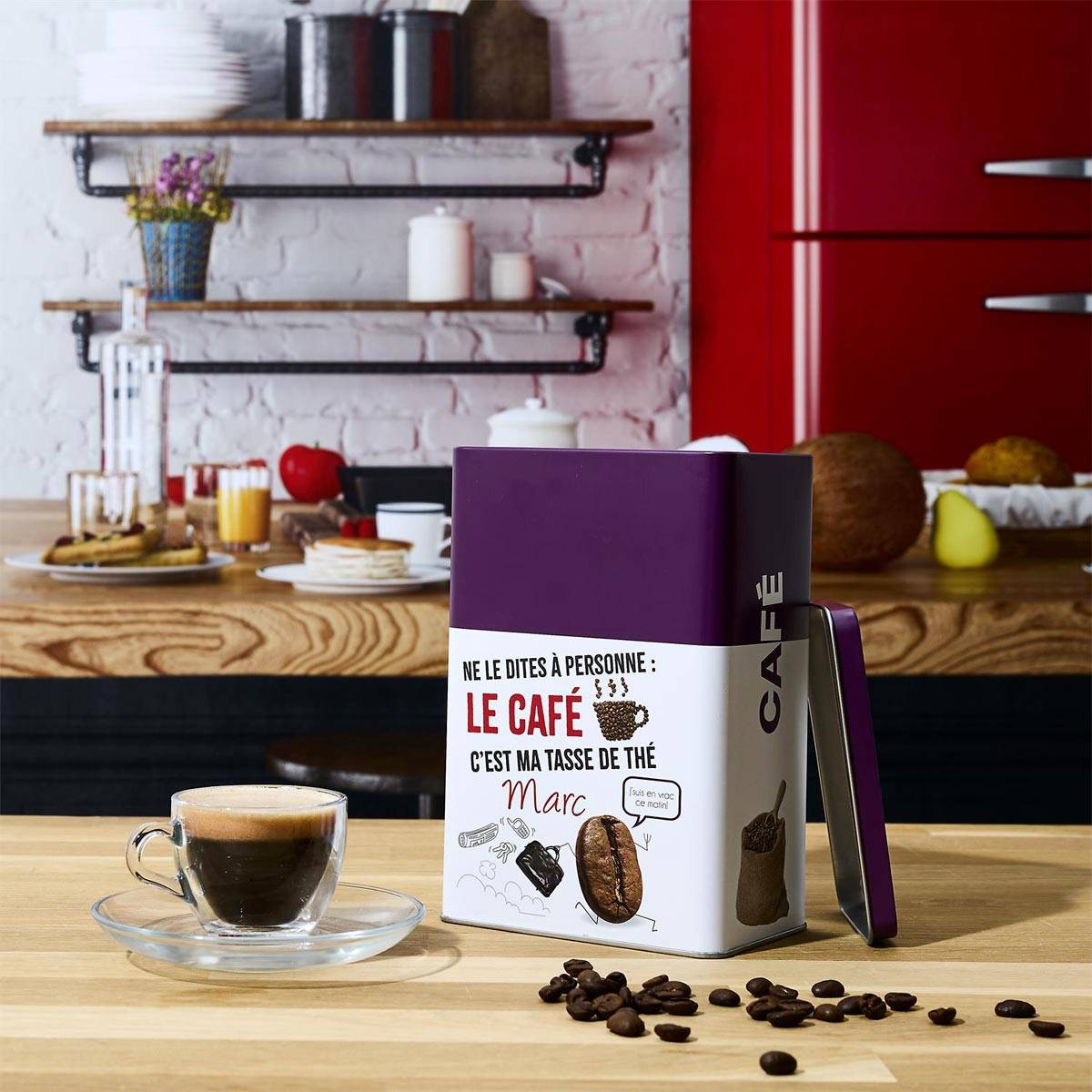 Cook Concept - Boîte à Café en Métal "Ludique" 18cm Violet - Image 4