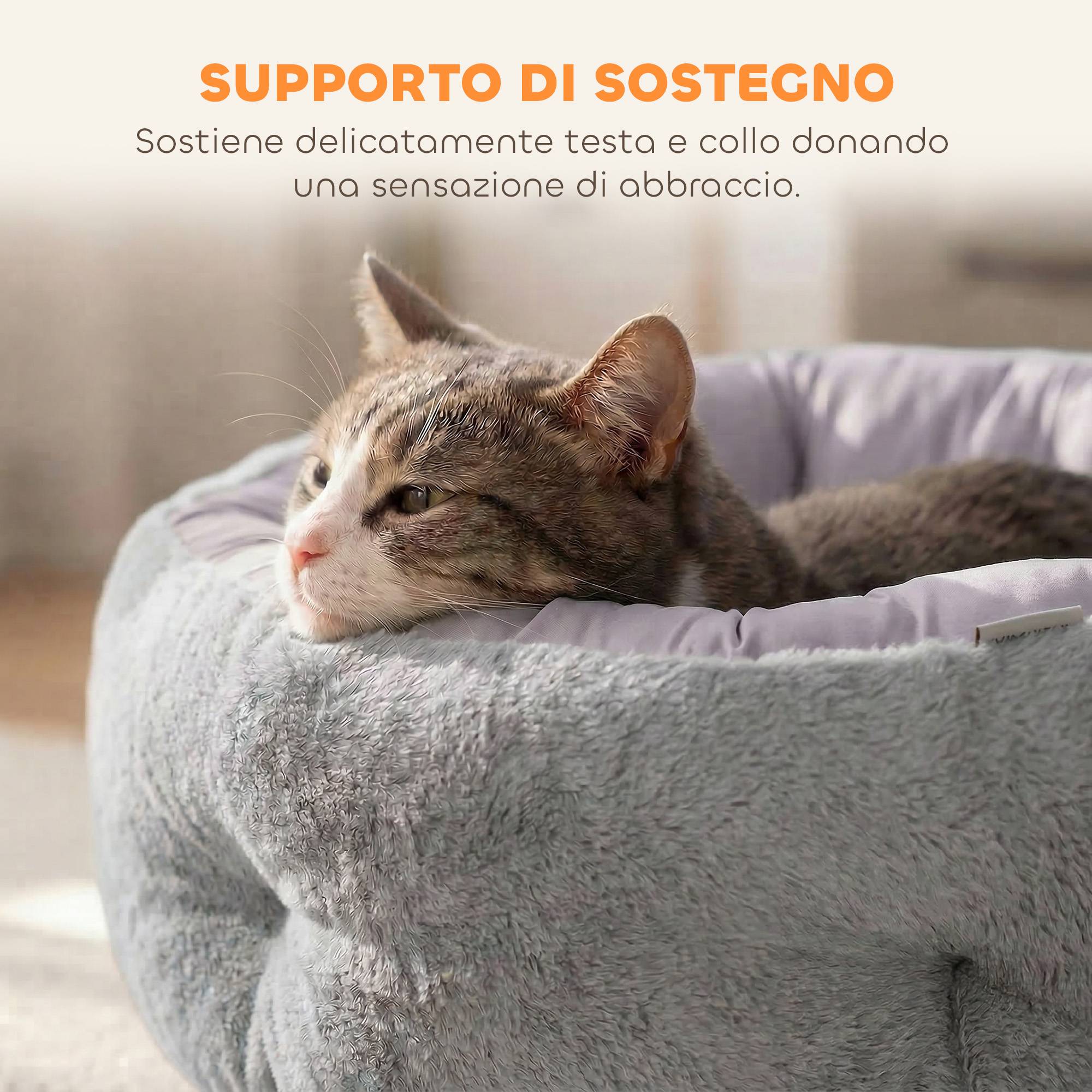 ComfortXL - Lit chat chien réversible coussin peluche 4 saisons intérieur 62x62x21cm gris - ComfortXL Outdoor Living - Image 7