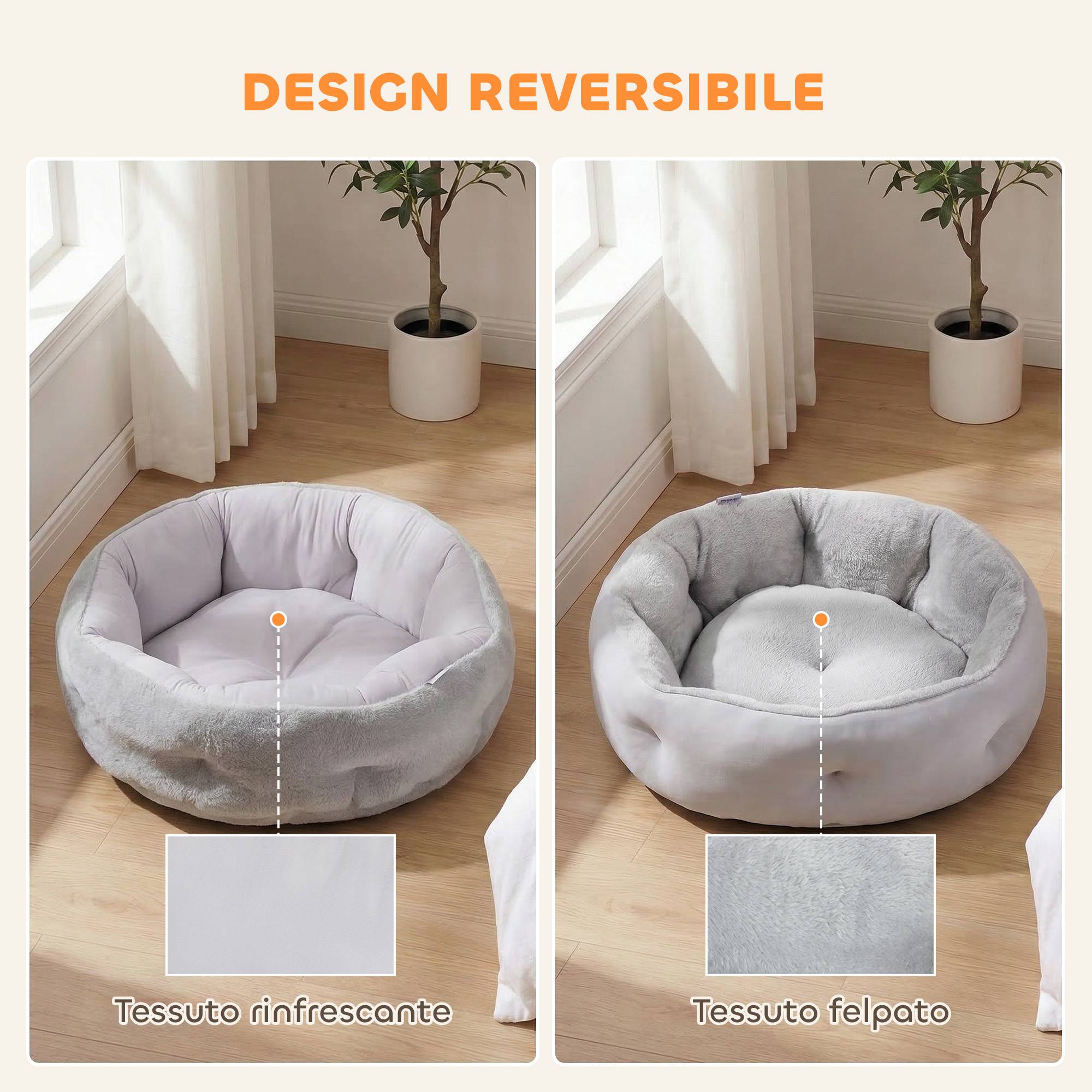 ComfortXL - Lit chat chien réversible coussin peluche 4 saisons intérieur 62x62x21cm gris - ComfortXL Outdoor Living - Image 6