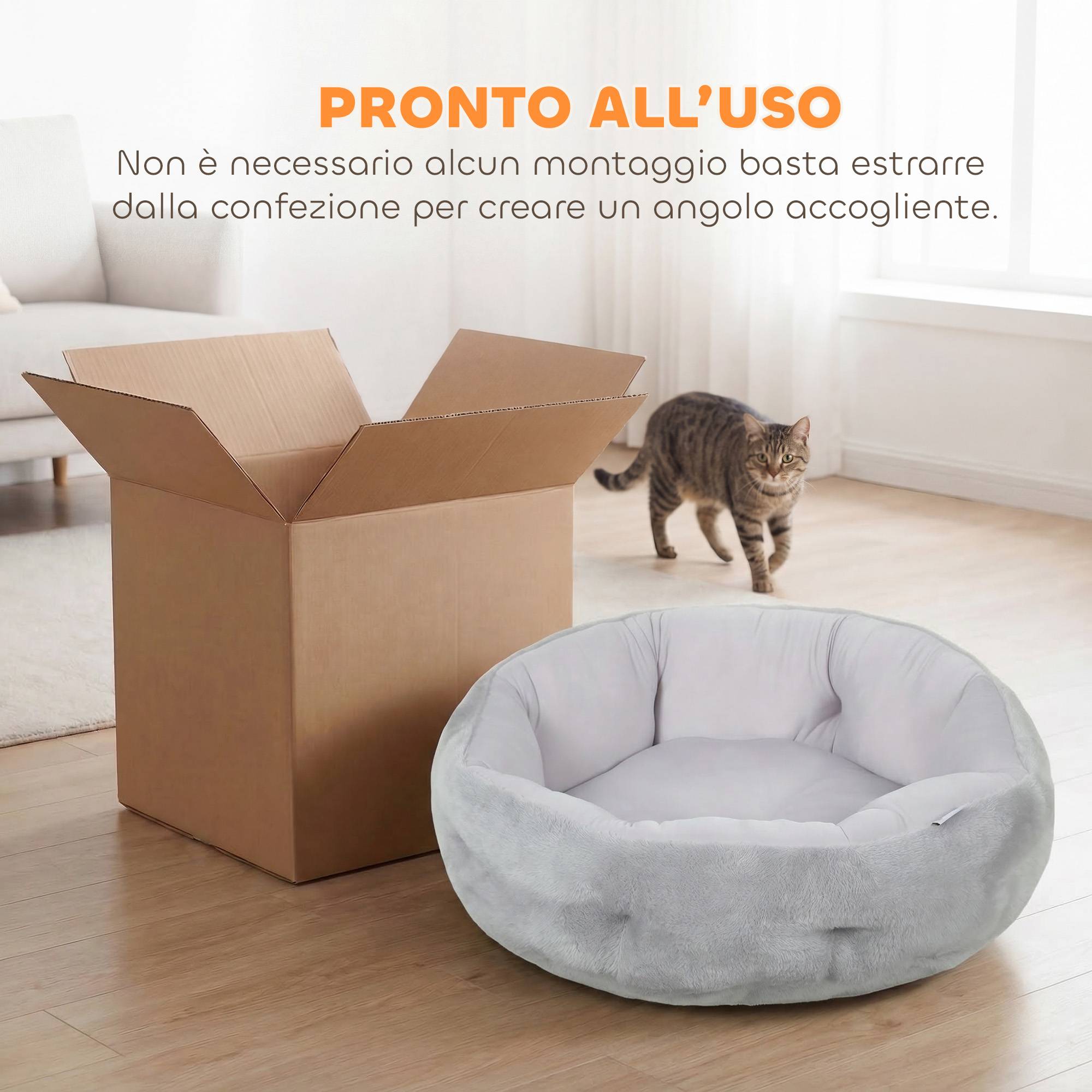 ComfortXL - Lit chat chien réversible coussin peluche 4 saisons intérieur 62x62x21cm gris - ComfortXL Outdoor Living - Image 8