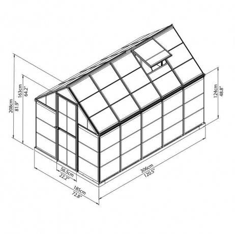 Canopia - Serre de jardin en polycarbonate Harmony 5,66 m², Couleur Argent, Ancrage au sol Oui - Imagen 7