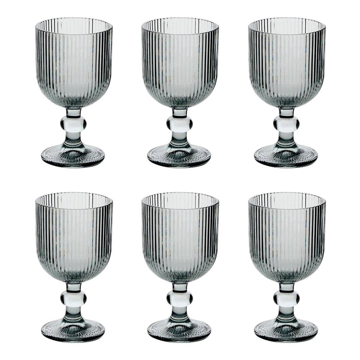 Lot de 6 Verres à Vin Strie "Ema" 25cl Gris - Image 1