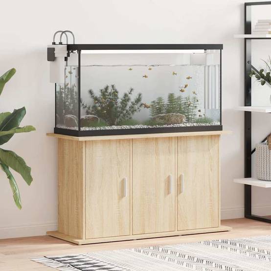 Meuble Aquarium Bois Ingénierie avec Rangement 6 Portes pour Salon Chêne Sonoma - ComfortXL Outdoor Living - Image 1