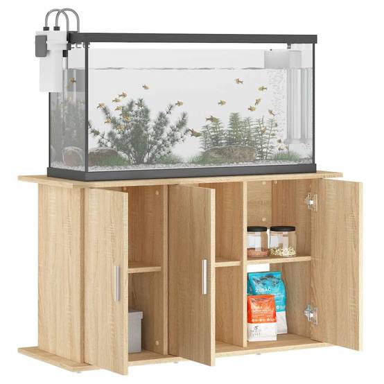 Meuble Aquarium Bois Ingénierie avec Rangement 6 Portes pour Salon Chêne Sonoma - ComfortXL Outdoor Living - Image 3