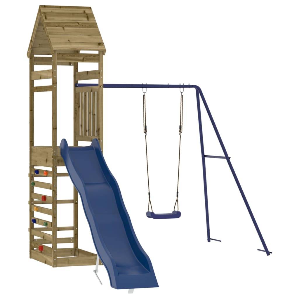 Helloshop26 - Aire de jeux d'extérieur balançoires toboggan portiques robuste jeux jardin 245 x 362 x 264 cm bois de pin imprégné - Imagen 1