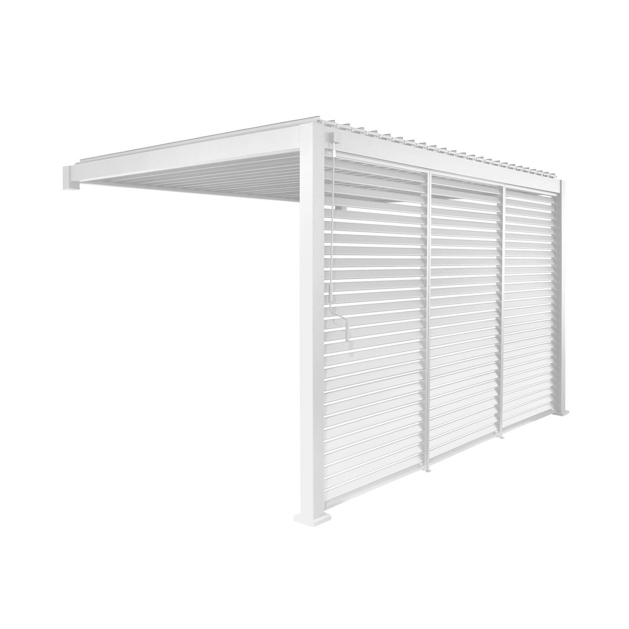 sweeek - Pergola bioclimatique aluminium adossée 4x3m + 3 persiennes 130cm blanc Triomphe | sweeek - Image 2