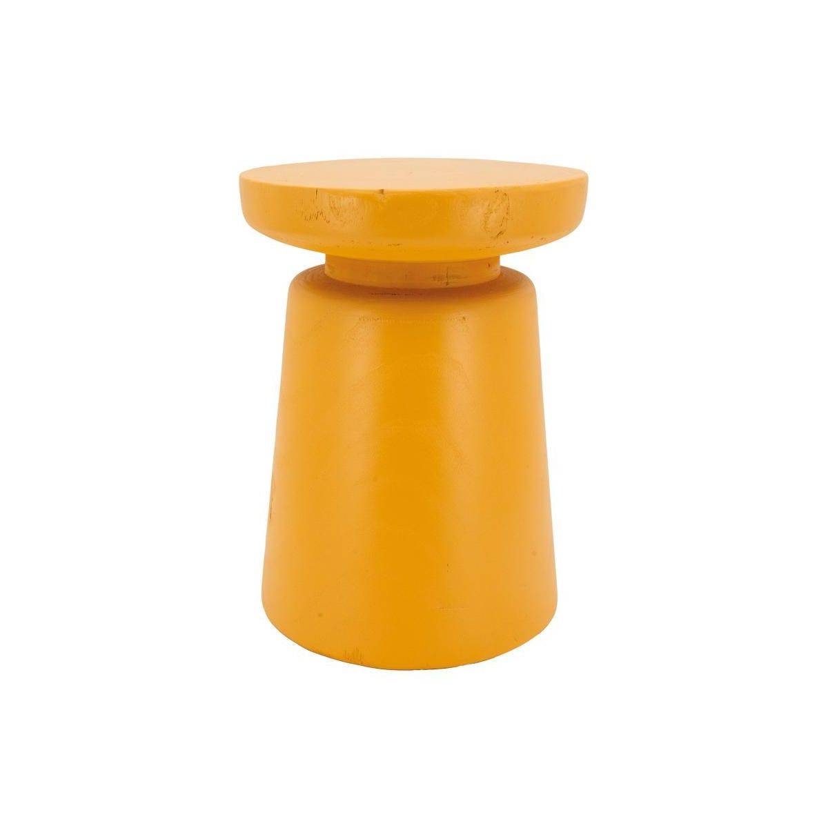 Aubry Gaspard - Tabouret en bois paulownia Bouchon jaune - Image 1
