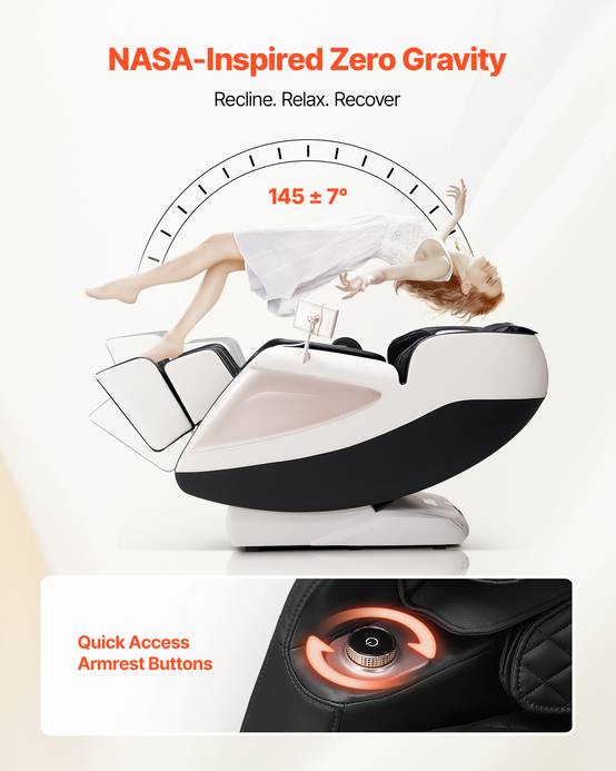 VEVOR Fauteuil massage rail SL, relaxation 3D inclinable, zéro gravité, 18 modes auto, chauffant. - Image 3