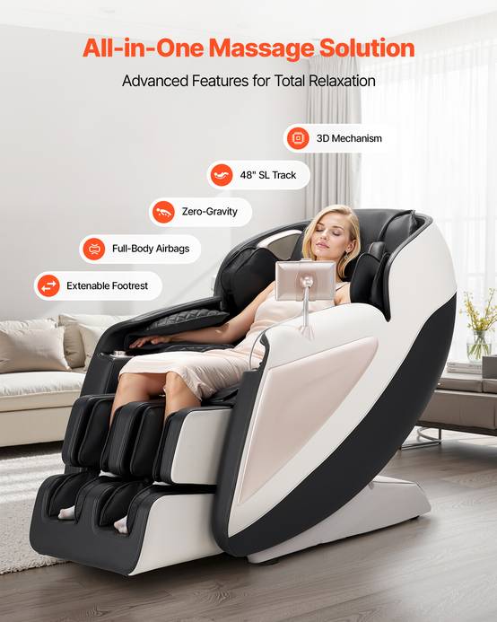VEVOR Fauteuil massage rail SL, relaxation 3D inclinable, zéro gravité, 18 modes auto, chauffant. - Image 2