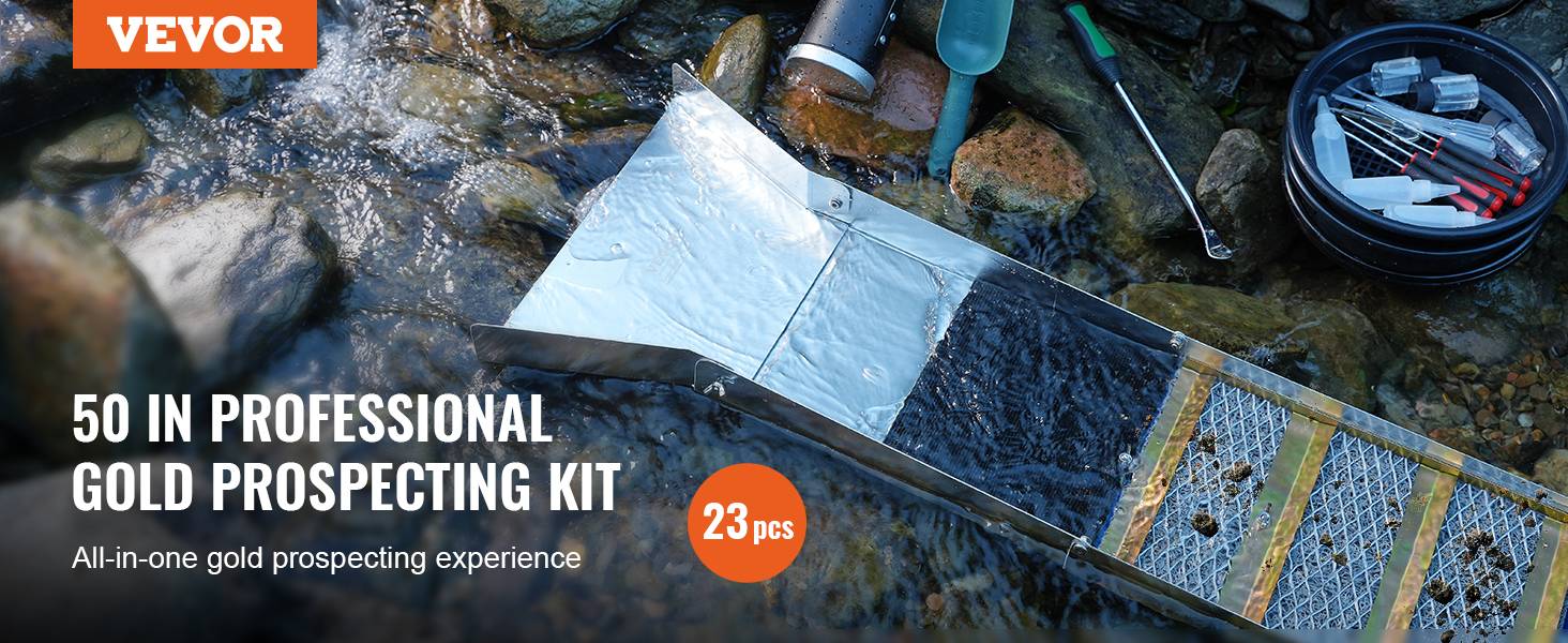 Vevor - VEVOR Kit orpaillage 23 pièces, rampe 127 cm aluminium avec batee, tamis, pelle, sac. - Image 9
