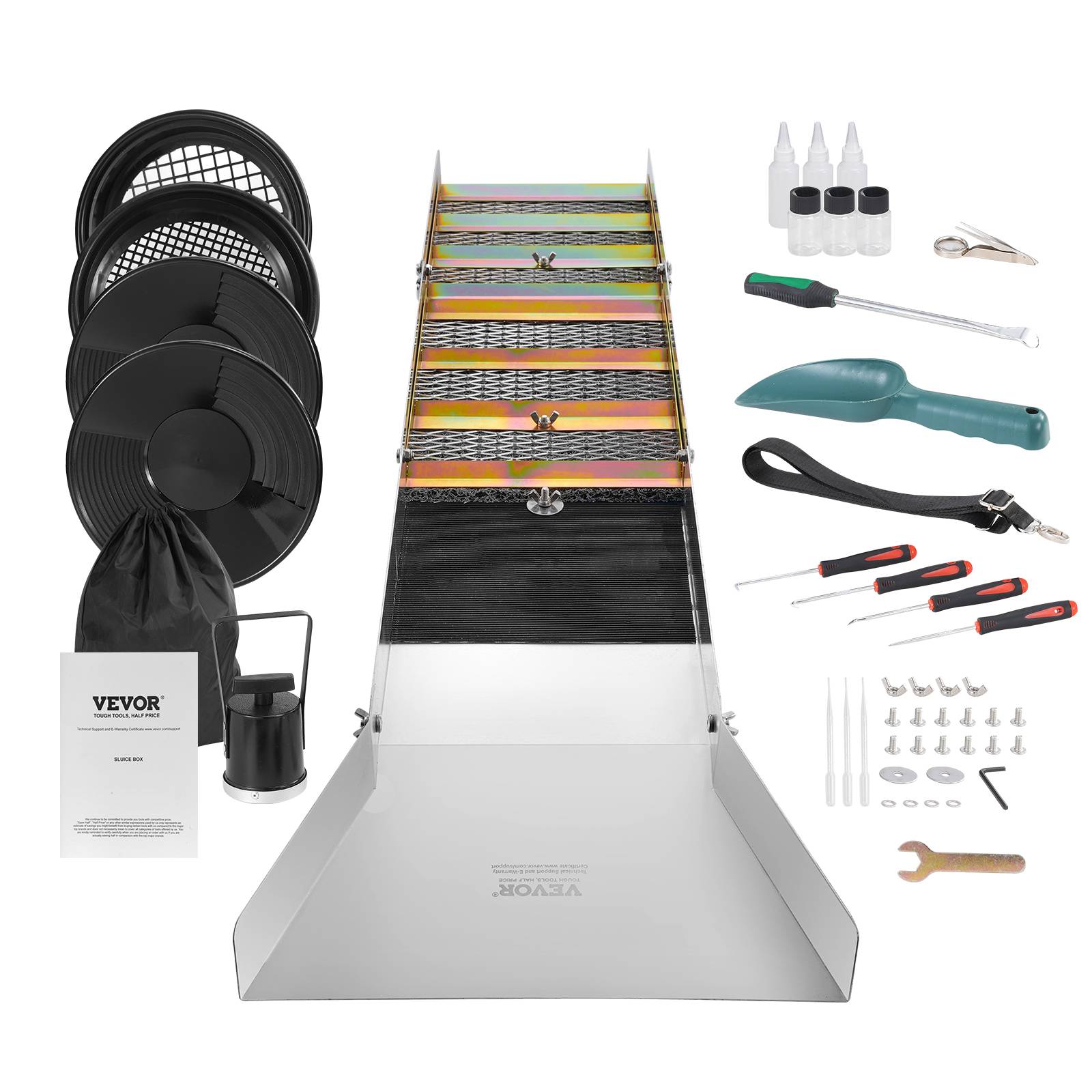 Vevor - VEVOR Kit orpaillage 23 pièces, rampe 127 cm aluminium avec batee, tamis, pelle, sac. - Image 1