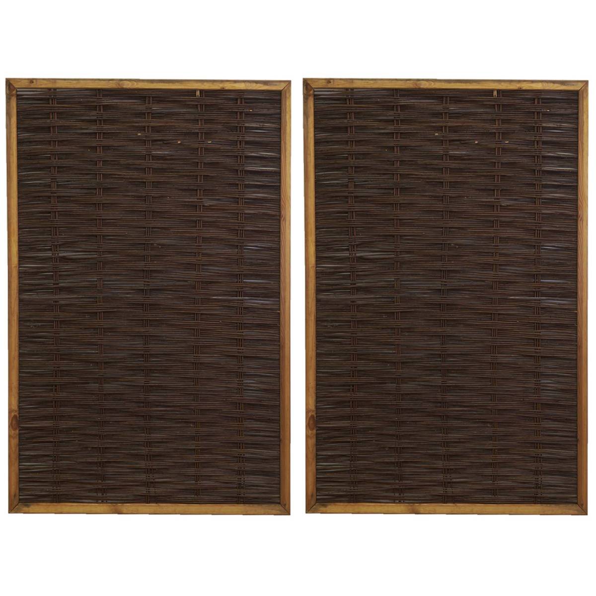 Aubry Gaspard - Claustra en pin naturel et osier naturel Lot de 2 - Imagen 1