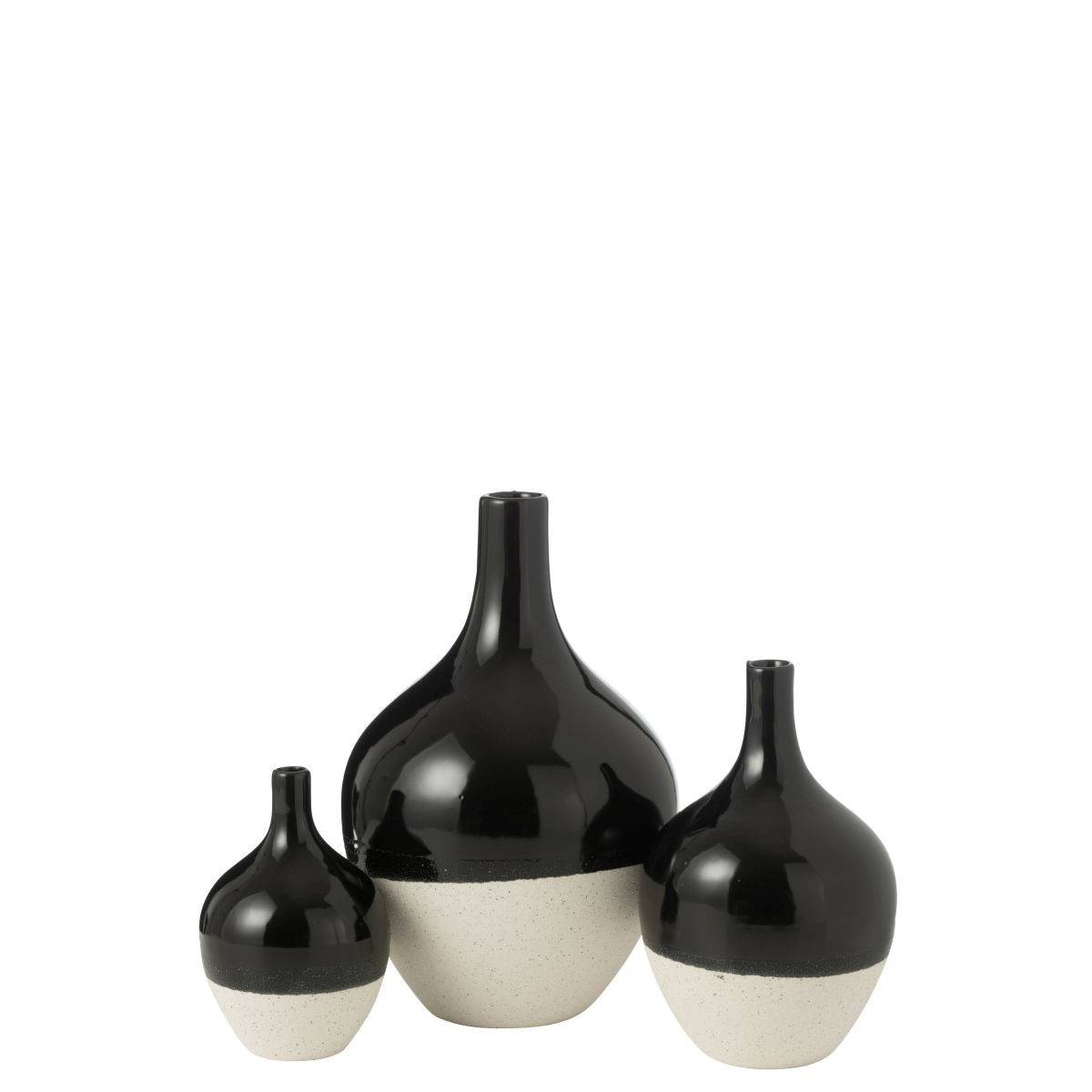 Vase Déco en Porcelaine "Iva" 32cm Noir & Blanc - Image 2