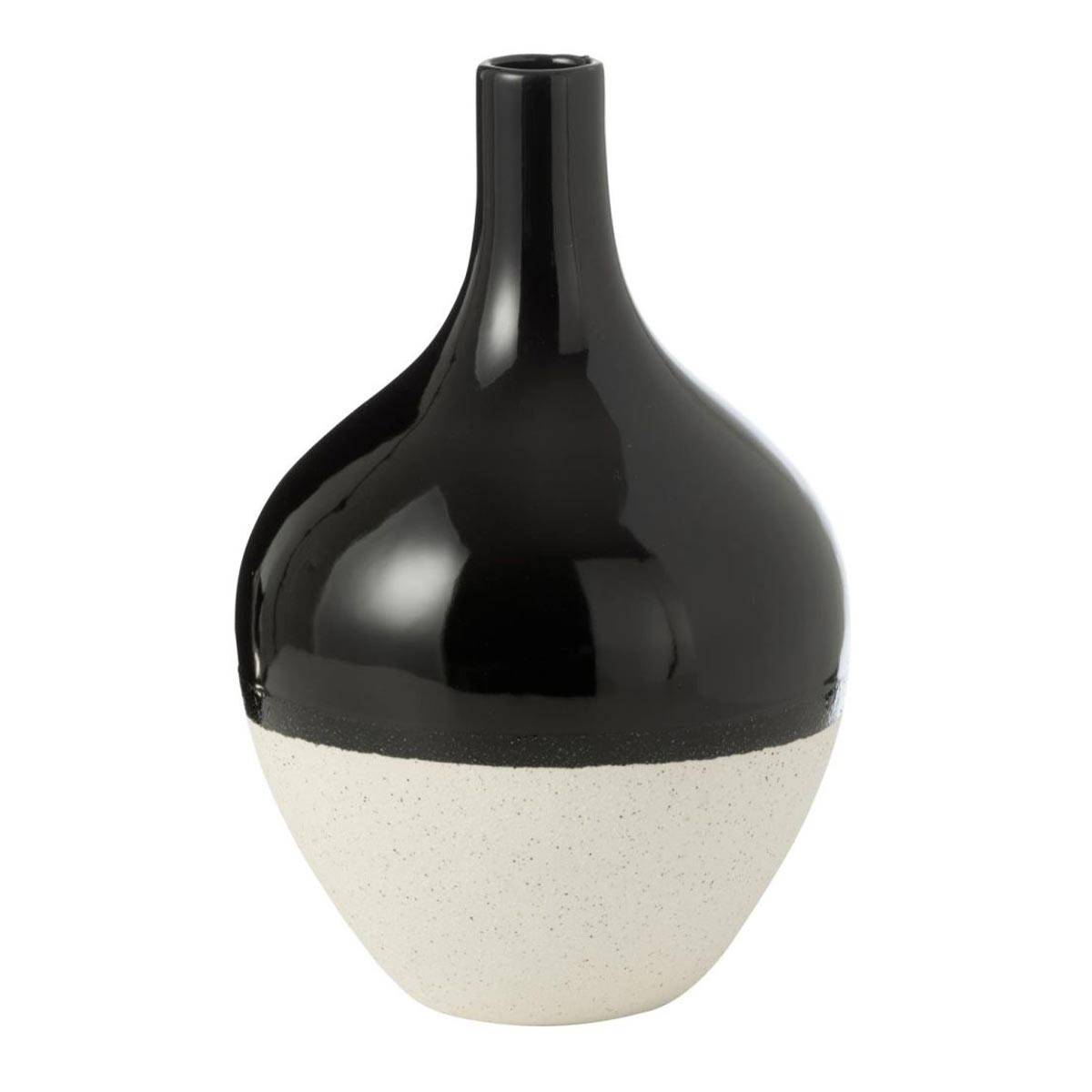 Vase Déco en Porcelaine "Iva" 32cm Noir & Blanc