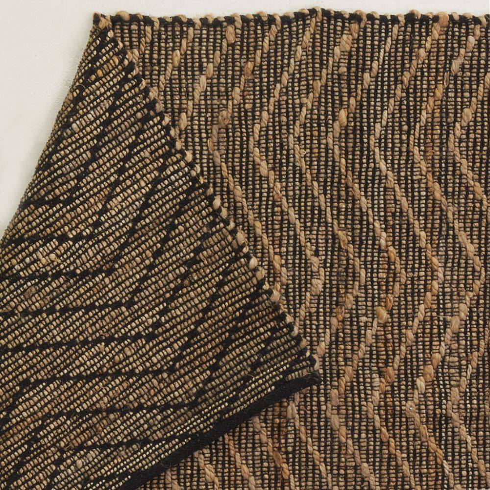 Aubry Gaspard - Tapis en jute et coton naturels Zig-zag Naturel et marron - 120 x 180 cm - Imagen 3