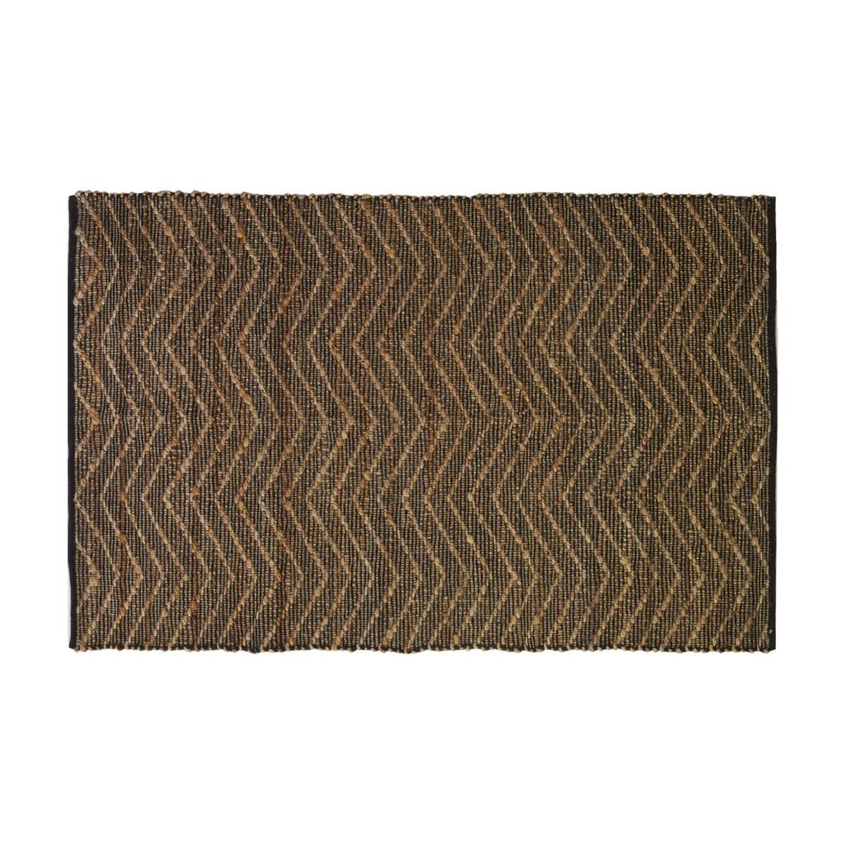 Aubry Gaspard - Tapis en jute et coton naturels Zig-zag Naturel et marron - 120 x 180 cm - Imagen 1