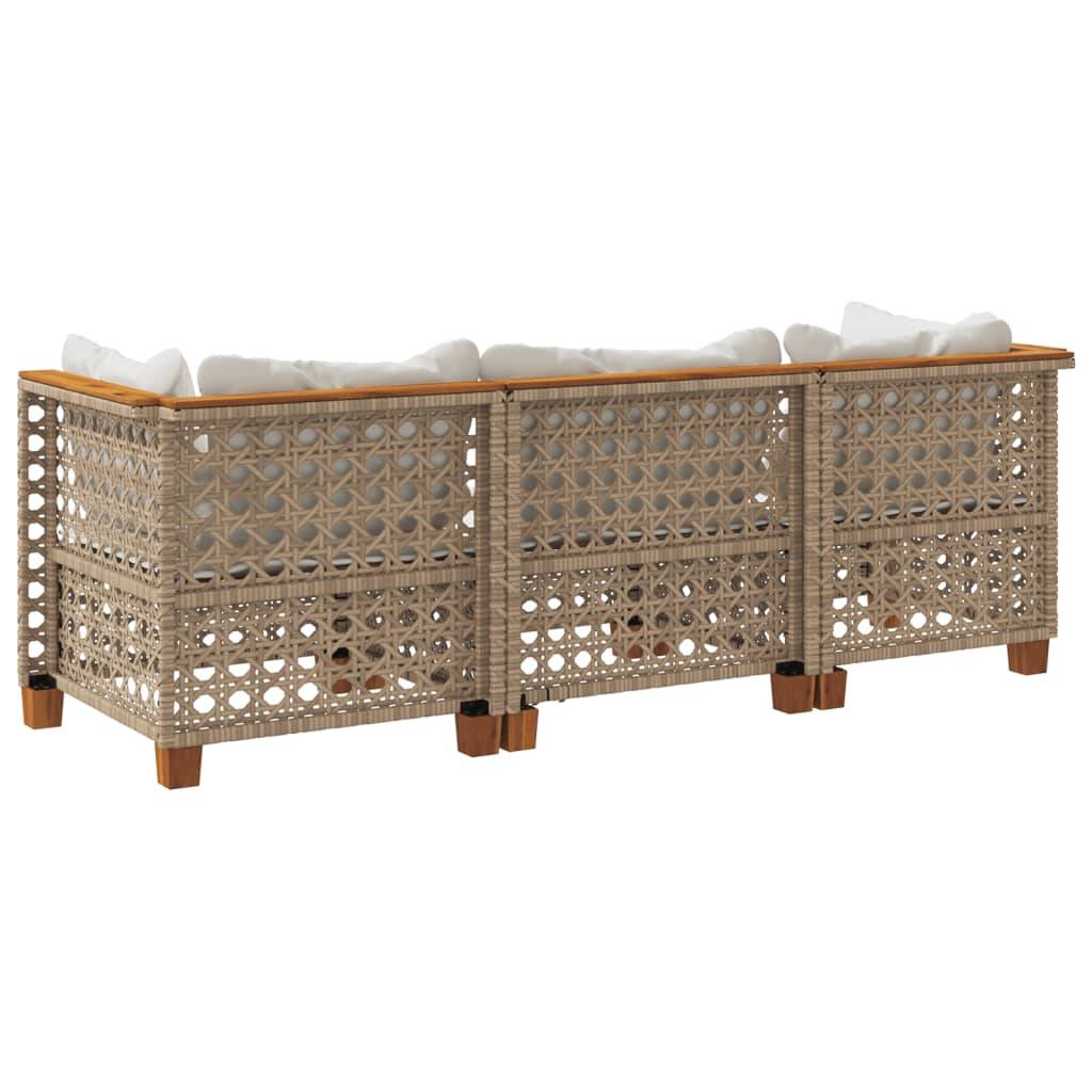 Canapé Extérieur 3 Personnes Rotin Synthétique Modulable avec Coussins – Beige – ComfortXL Outdoor Living - Image 6