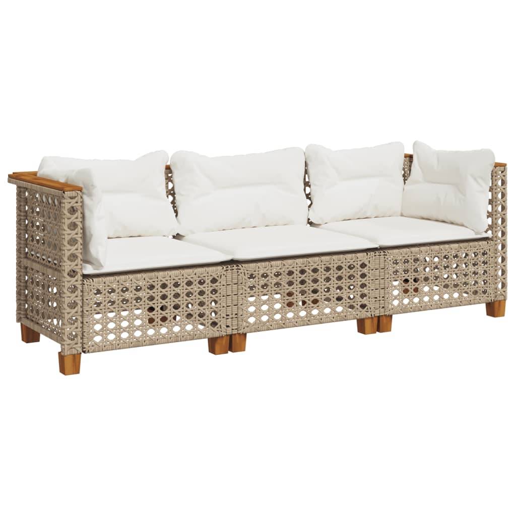 Canapé Extérieur 3 Personnes Rotin Synthétique Modulable avec Coussins – Beige – ComfortXL Outdoor Living - Image 2