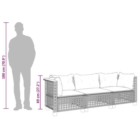 Canapé Extérieur 3 Personnes Rotin Synthétique Modulable avec Coussins – Beige – ComfortXL Outdoor Living - Image 9