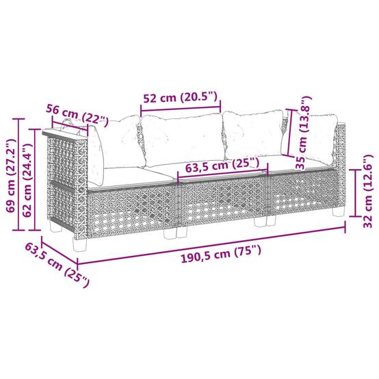 Canapé Extérieur 3 Personnes Rotin Synthétique Modulable avec Coussins – Beige – ComfortXL Outdoor Living - Image 8