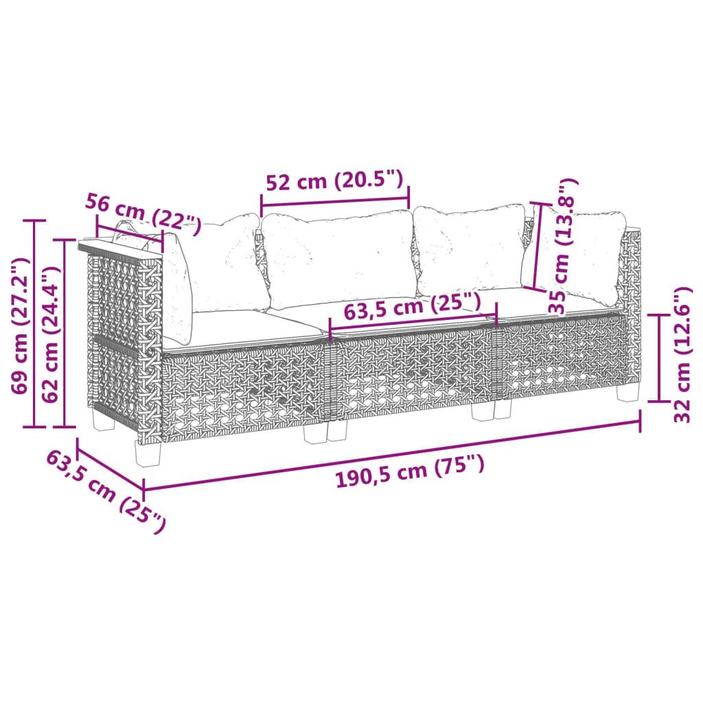 Canapé Extérieur 3 Personnes Rotin Synthétique Modulable avec Coussins – Beige – ComfortXL Outdoor Living - Image 8