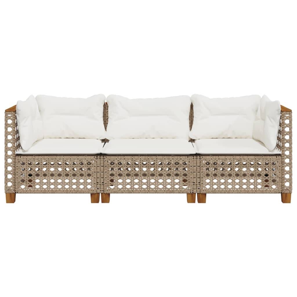 Canapé Extérieur 3 Personnes Rotin Synthétique Modulable avec Coussins – Beige – ComfortXL Outdoor Living - Image 4