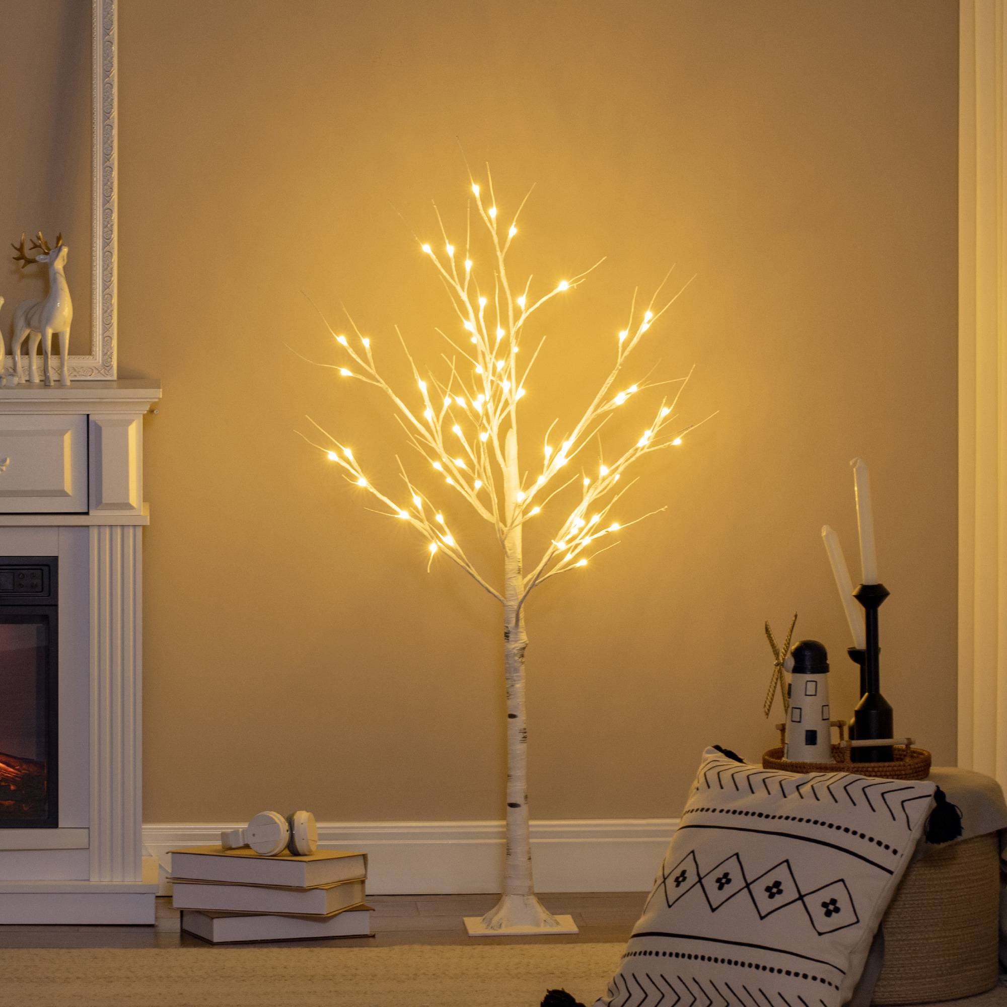 Arbre lumineux LED blanc chaud, 72 LED, usage intérieur, 120 cm, déco Noël maison chambre, blanc - Image 4