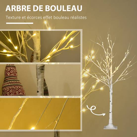 Arbre lumineux LED blanc chaud, 72 LED, usage intérieur, 120 cm, déco Noël maison chambre, blanc - Image 7