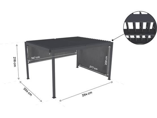 Pergola Bioclimatique Avec 2 Stores En Aluminium "windsor" - 3 X 4 M - Gris -habitat Et Jardin - Image 3